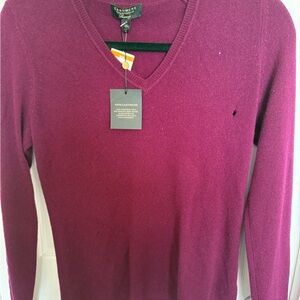 Cashmere Charter Club V-Neck Sweater - Deep Purple— NWT but has a hole